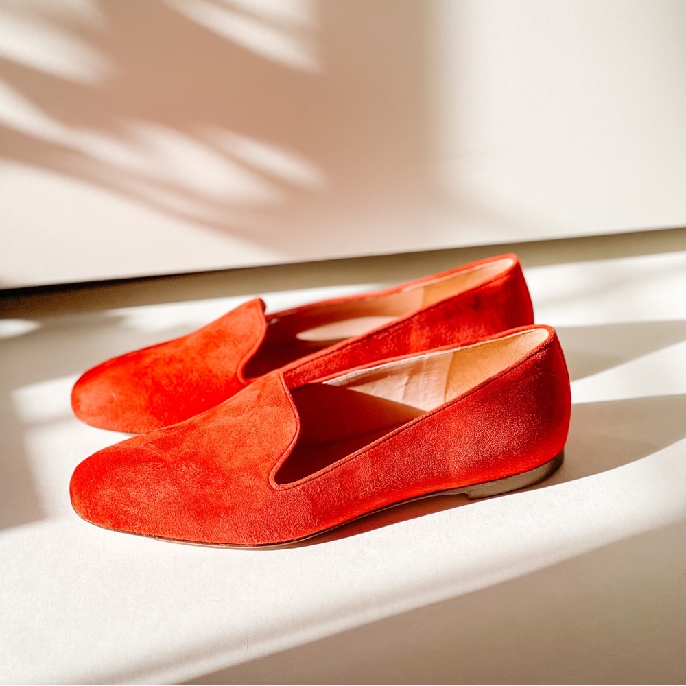 J.Crew Suede Smoking Loafer Size 5 Red